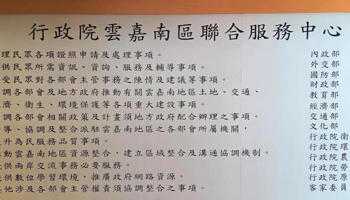 Xing Zheng Yuan Yun Jia Nan Qu Lian He Fu Wu Zhong Xin 联邦政府机关 - Chiayi City, East District