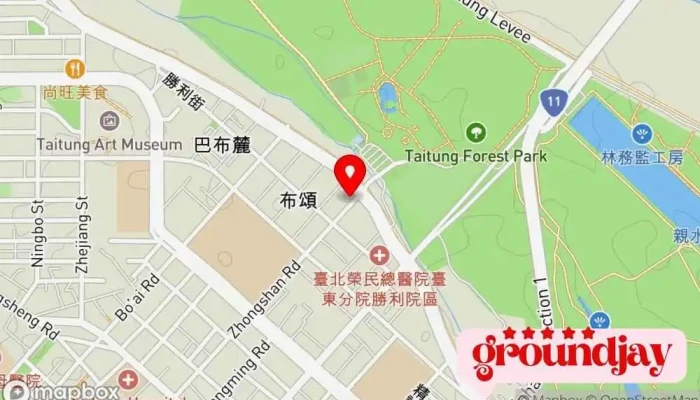 Yi Ta Yuan Lu Tai Dong Xian Yuan Zhu Min Wen Hua Hui Guan 地圖 - Taitung County, Taitung City